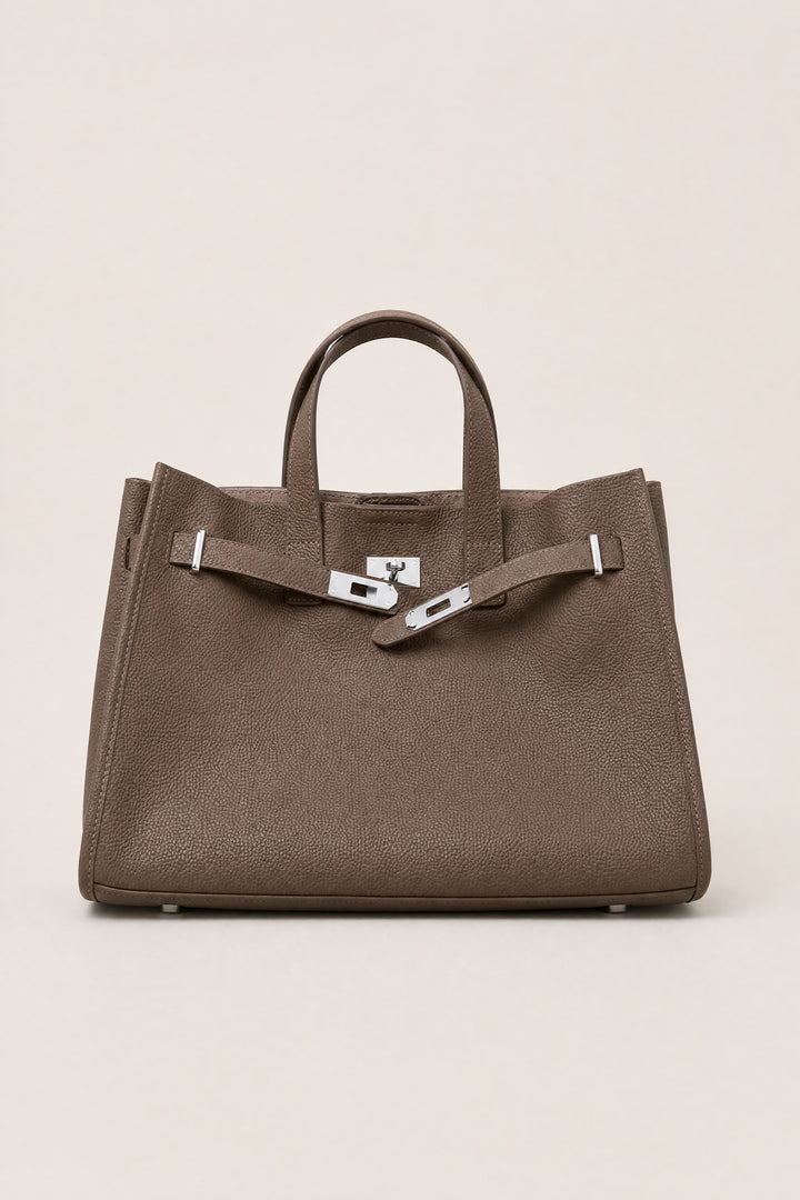 Velantra Margot Leather Tote - Coffee Brown 3/4 Front 
