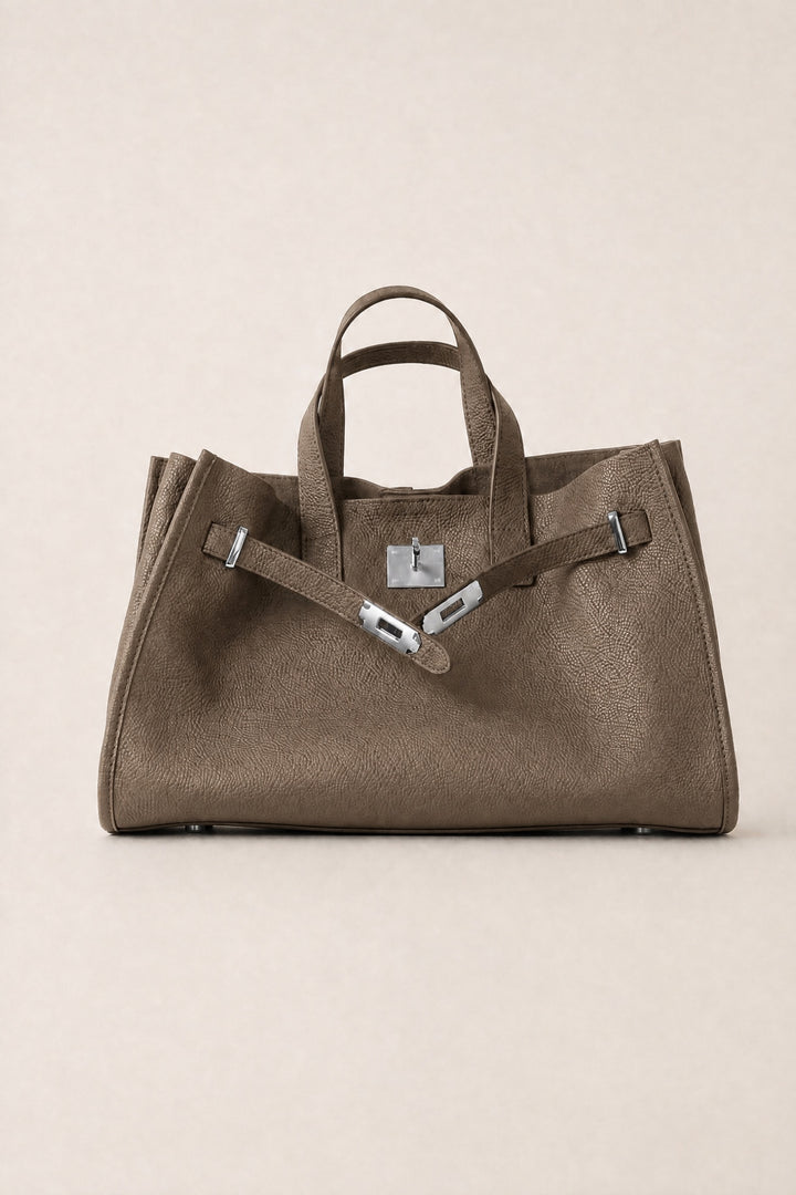 Velantra Margot Leather Tote - Coffee Brown Front 