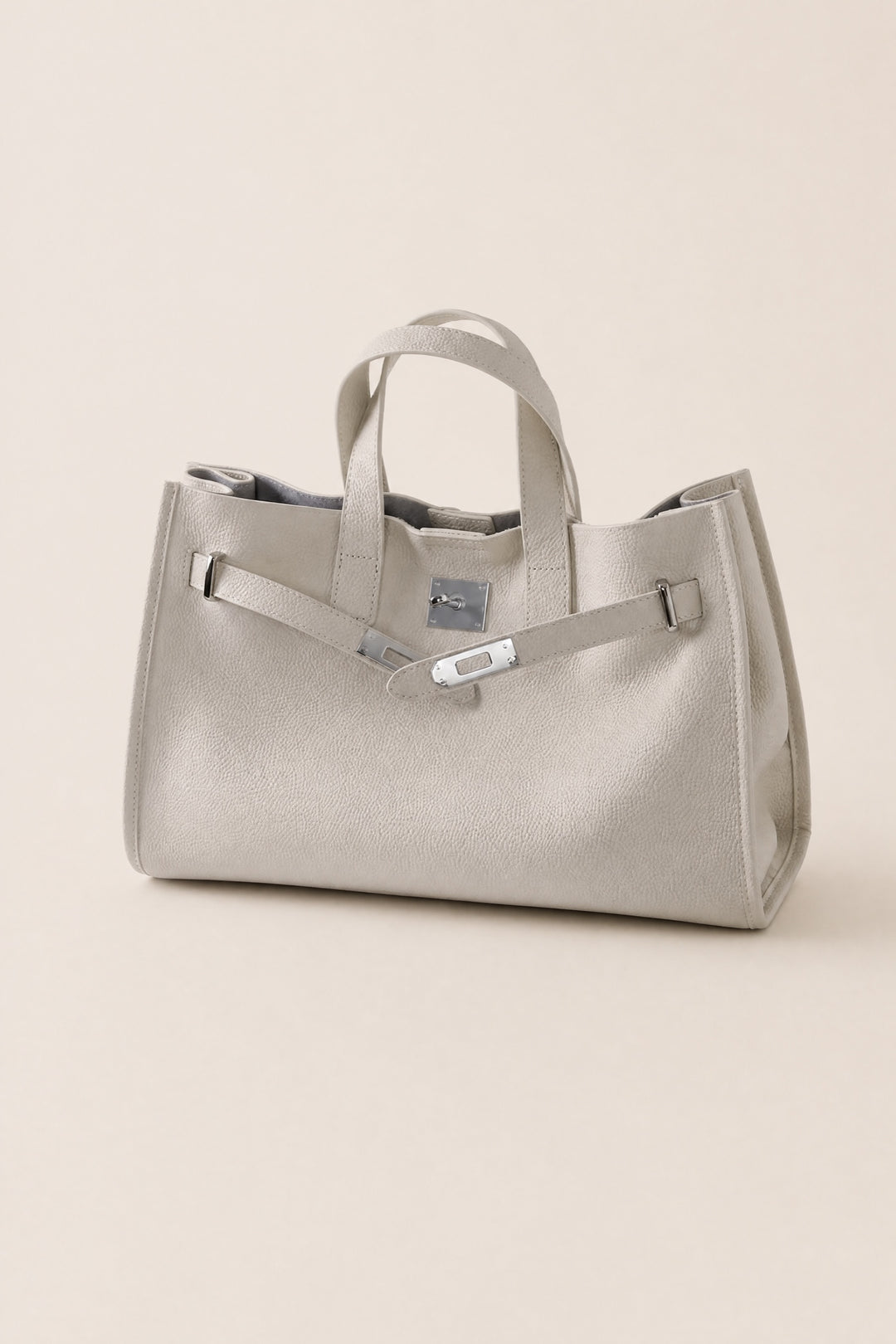 Velantra Margot Leather Tote - Cream 3/4 Front 