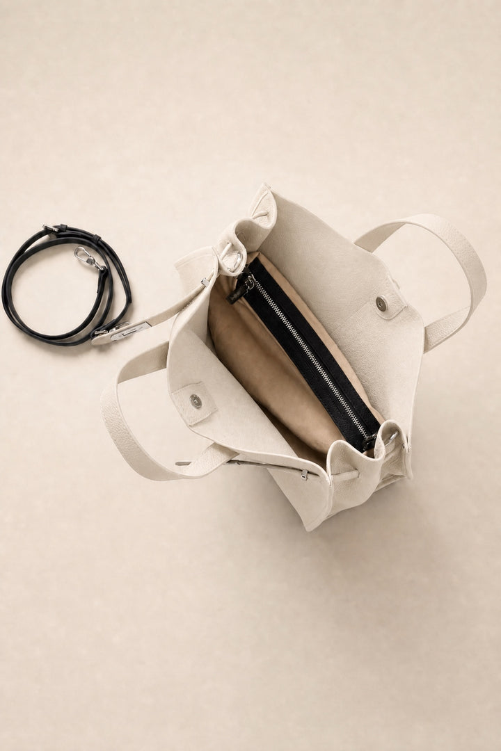 Velantra Margot Leather Tote - Cream Interior 