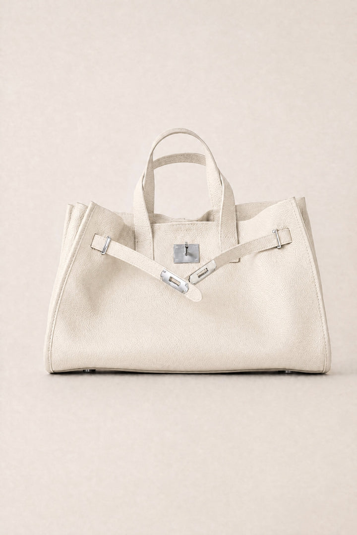 Velantra Margot Leather Tote - Cream Front 