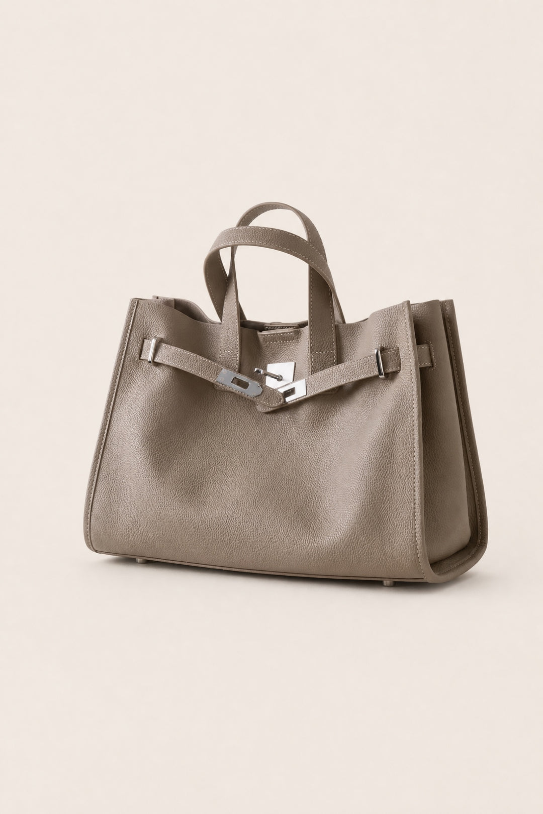 Velantra Margot Leather Tote - Taupe 3/4 Front 