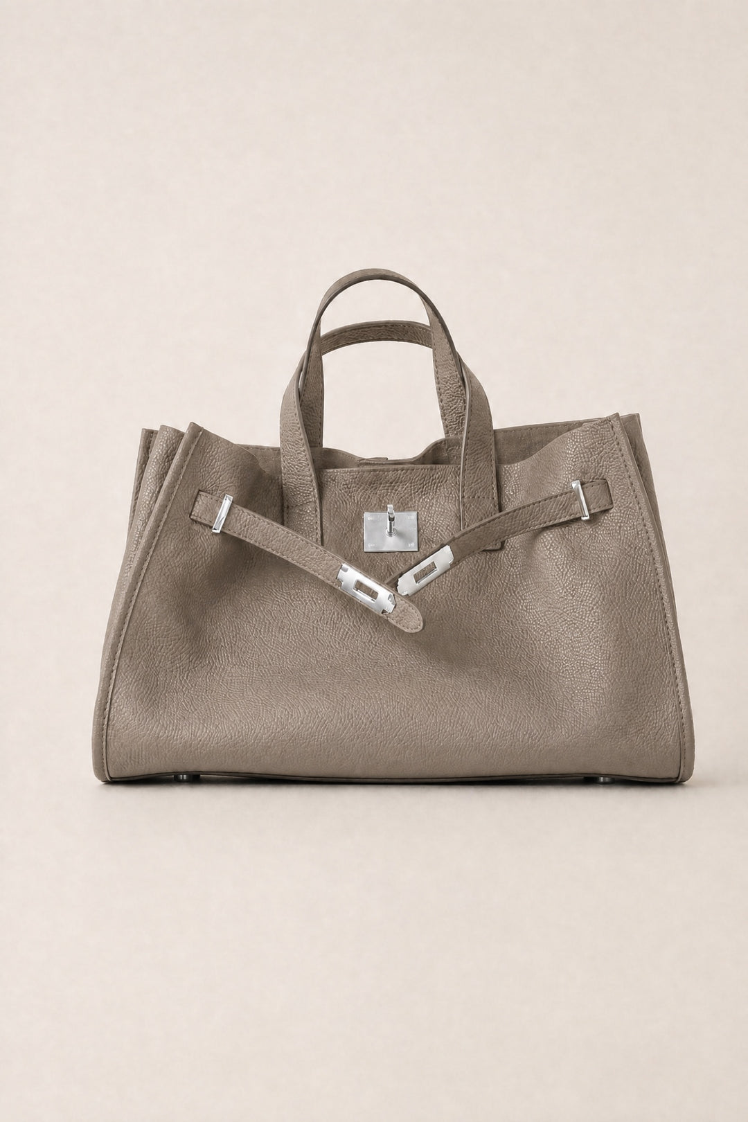 Velantra Margot Leather Tote - Taupe Front 