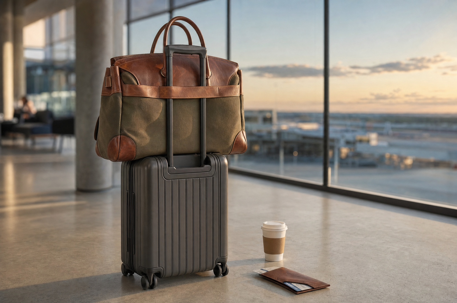 Trolley sleeve for hands-free airport transit