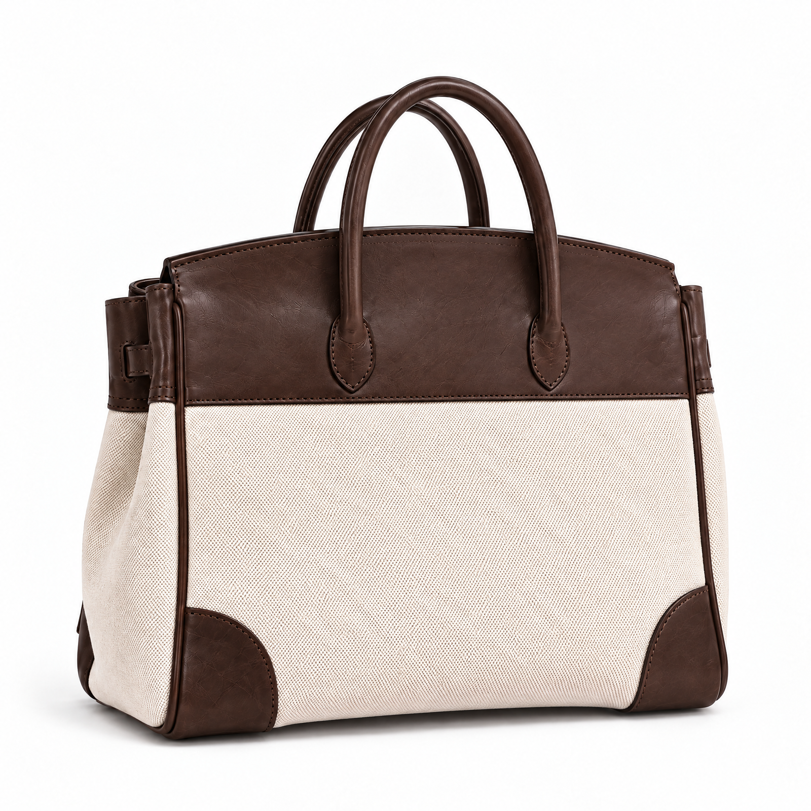 The Vivienne Top Handle Bag in Espresso Canvas, rear