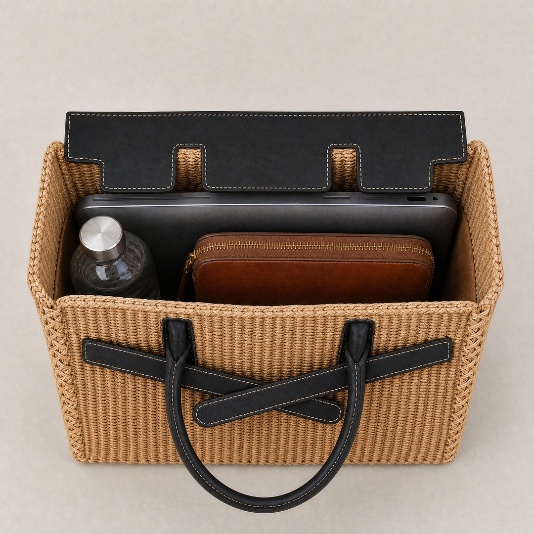 Velantra Sofia Woven Tote - Caban Black Interior 