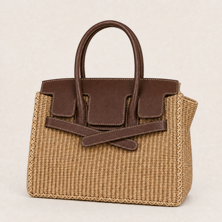 Velantra Sofia Woven Tote - Light Chocolate Hero 