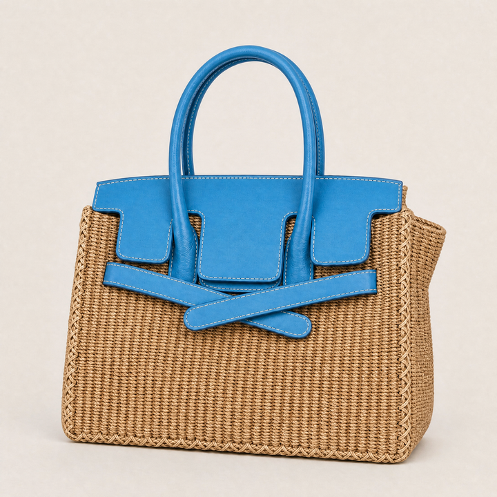 Velantra Sofia Woven Tote - Sky Blue Hero 