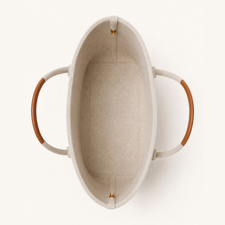 The Colette Wool Tote in Caramel, interior 