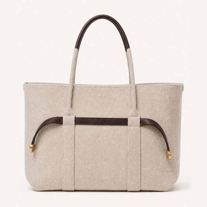 The Colette Wool Tote in Espresso, front view 