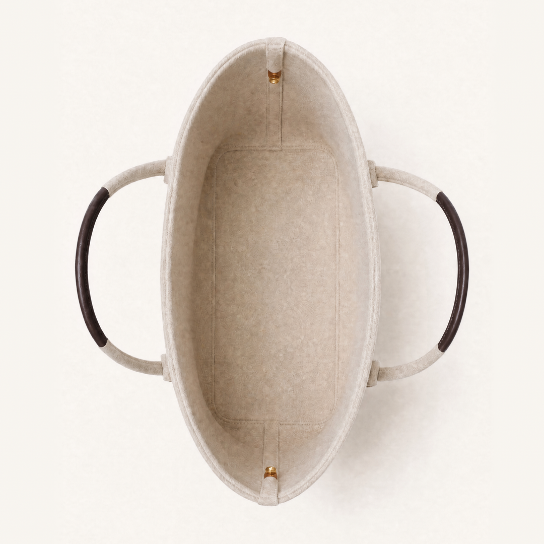 The Colette Wool Tote in Espresso, interior 