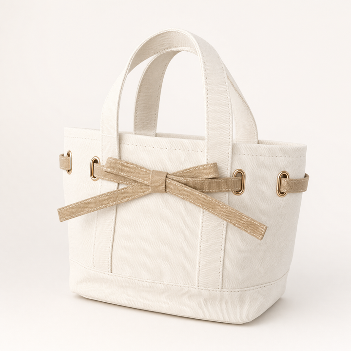 Velantra Bow Tote - Sand Three-quarter 