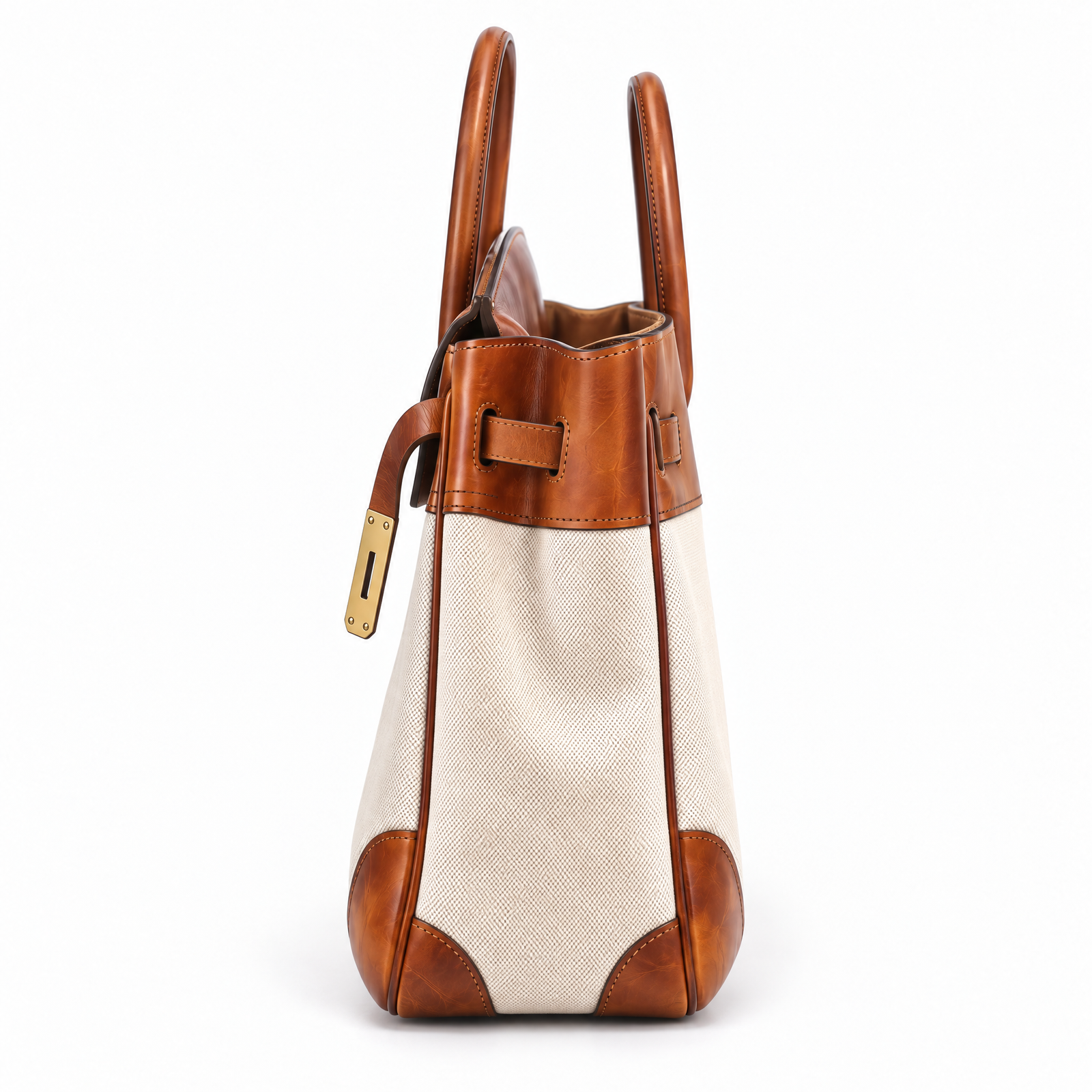 Eleanor Weekender in Cognac, side view