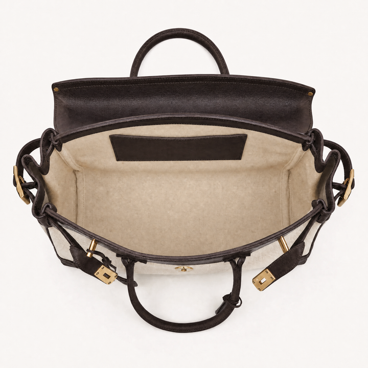 Velantra Weekender in Dark Chocolate, interior view