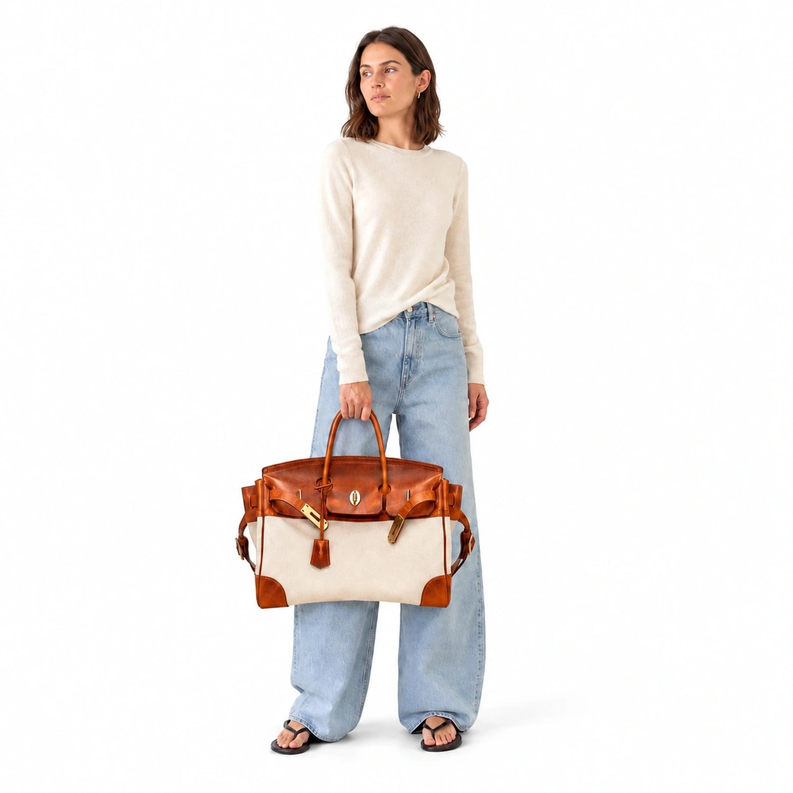 Velantra Weekender in Cognac, model carry