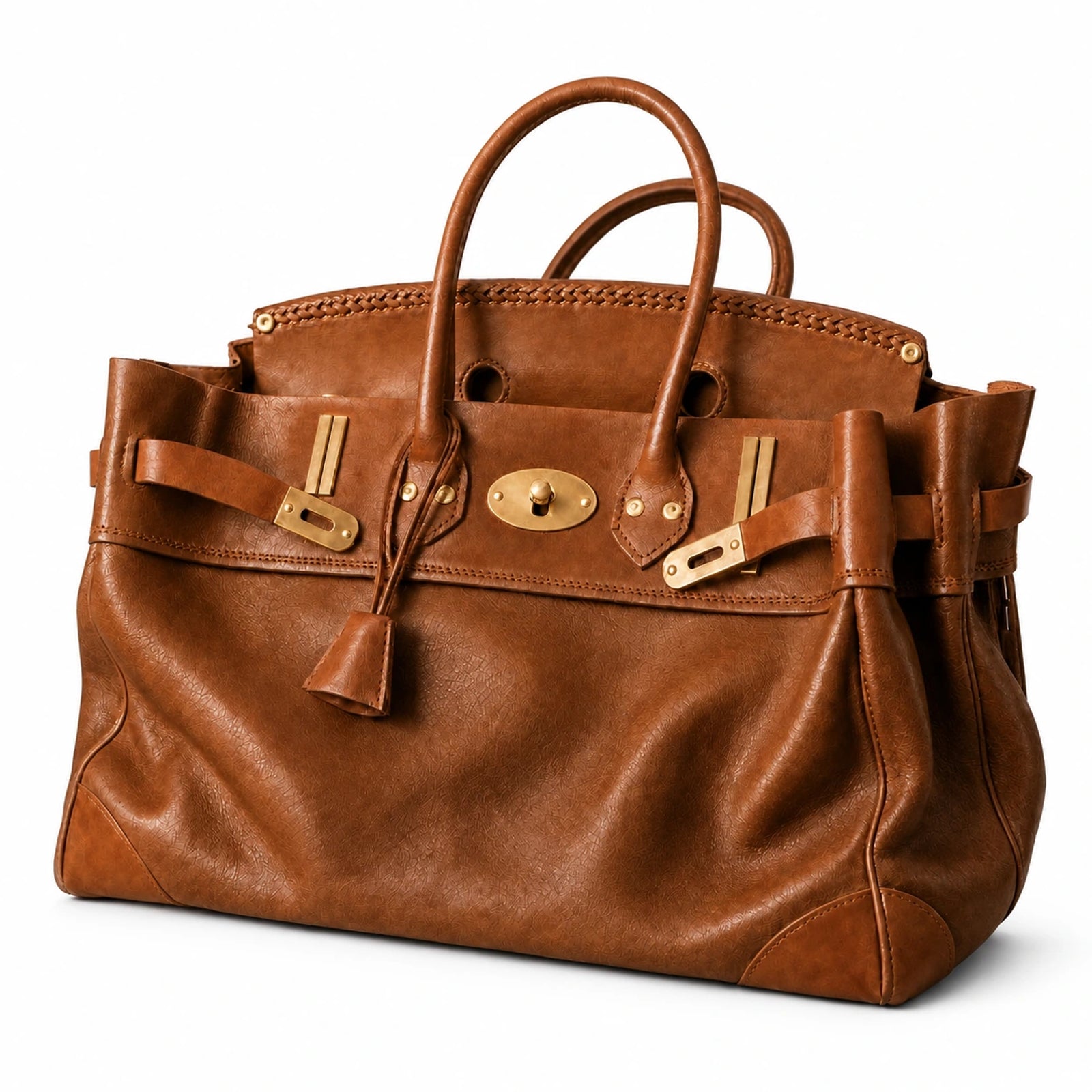 The Vivienne Top Handle Bag in Cognac, front