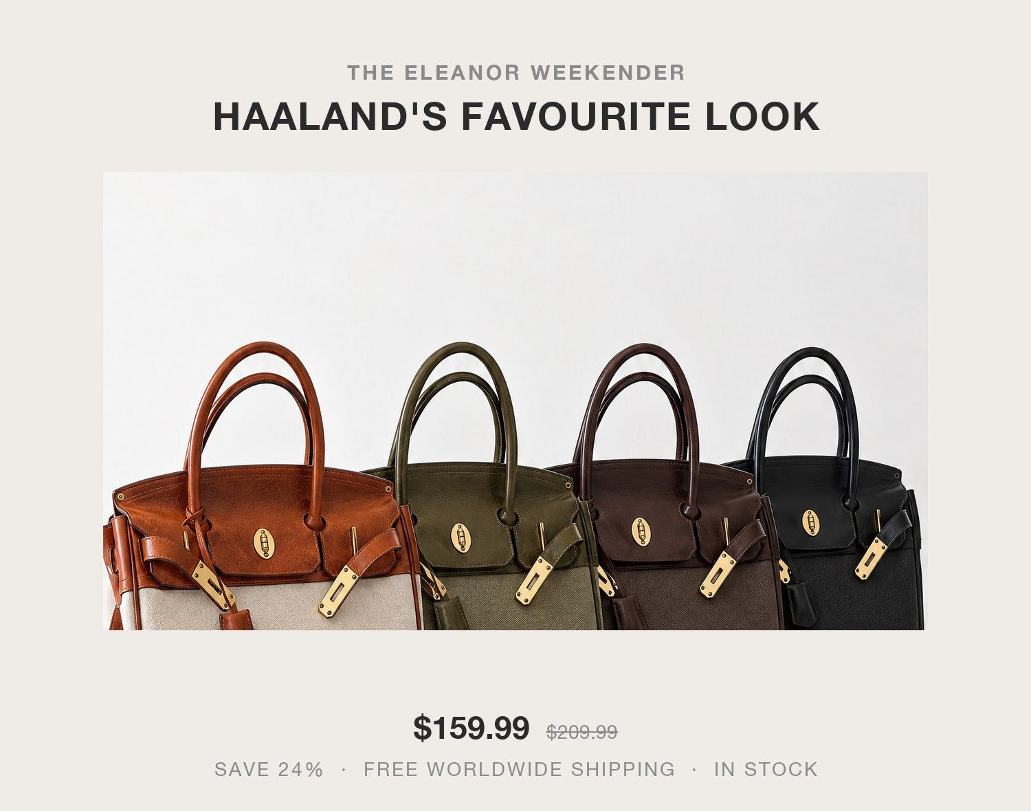 The Eleanor Weekender — $159.99, four colors, in stock