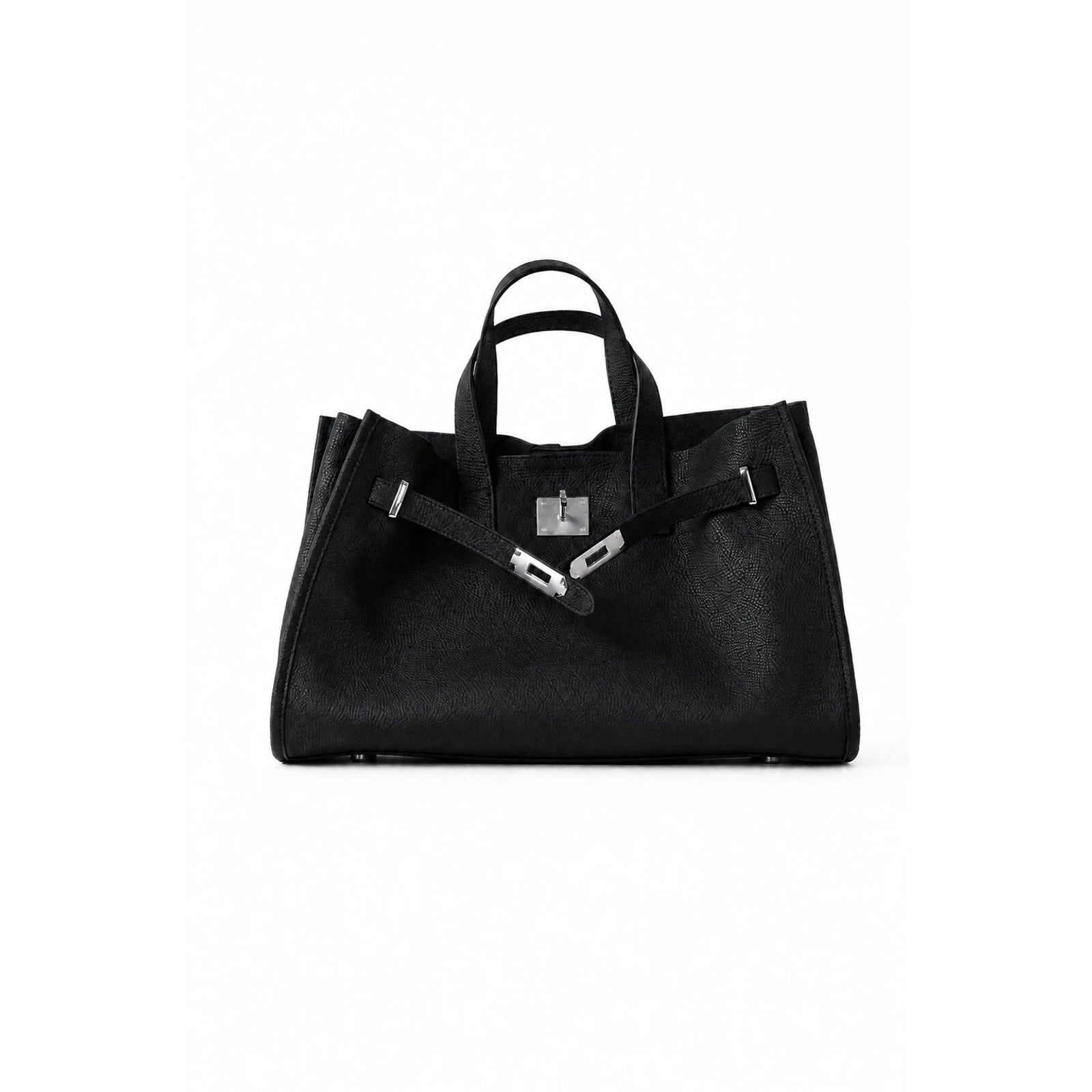 Velantra Margot Leather Tote - Midnight Black Front