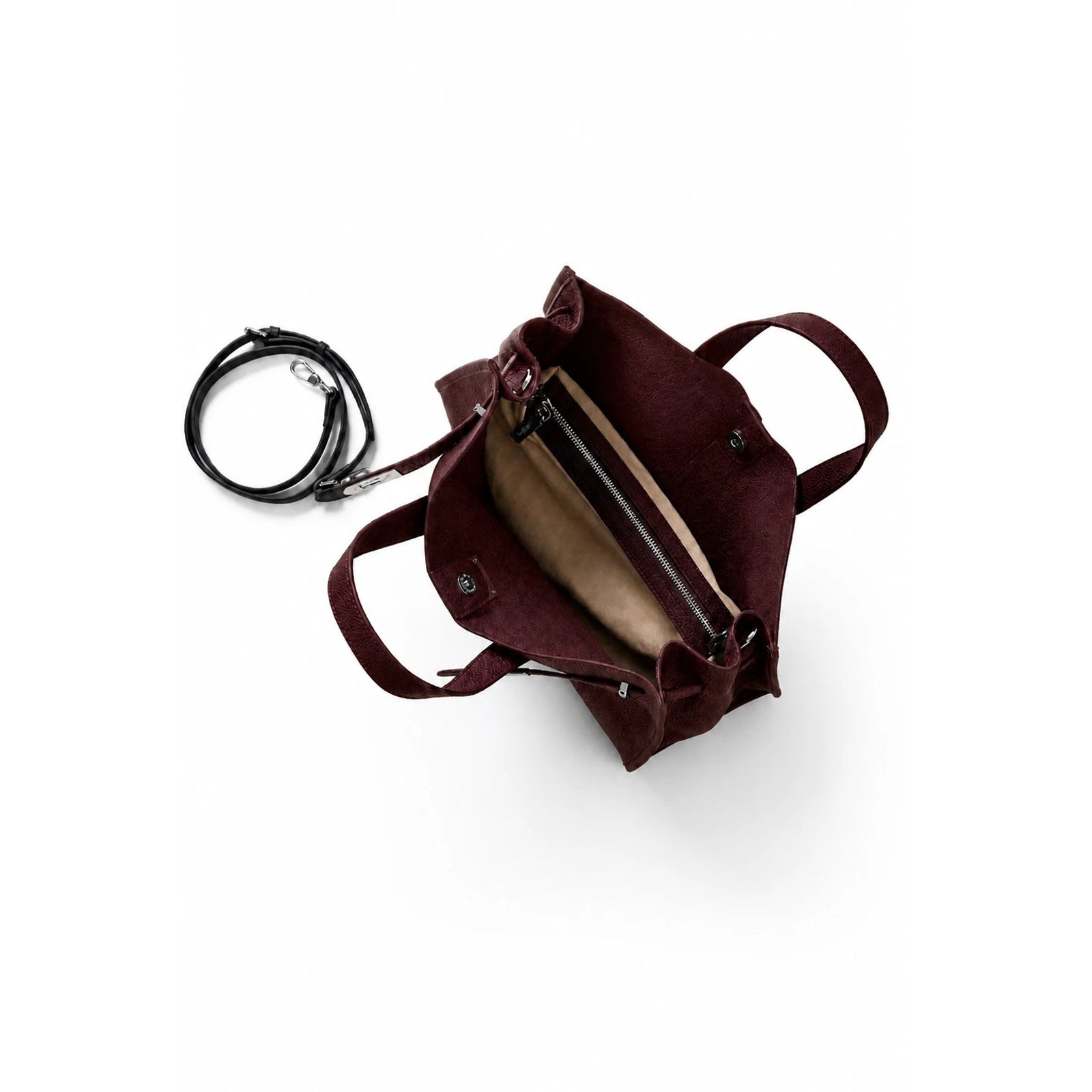 Velantra Margot Leather Tote - Burgundy Interior