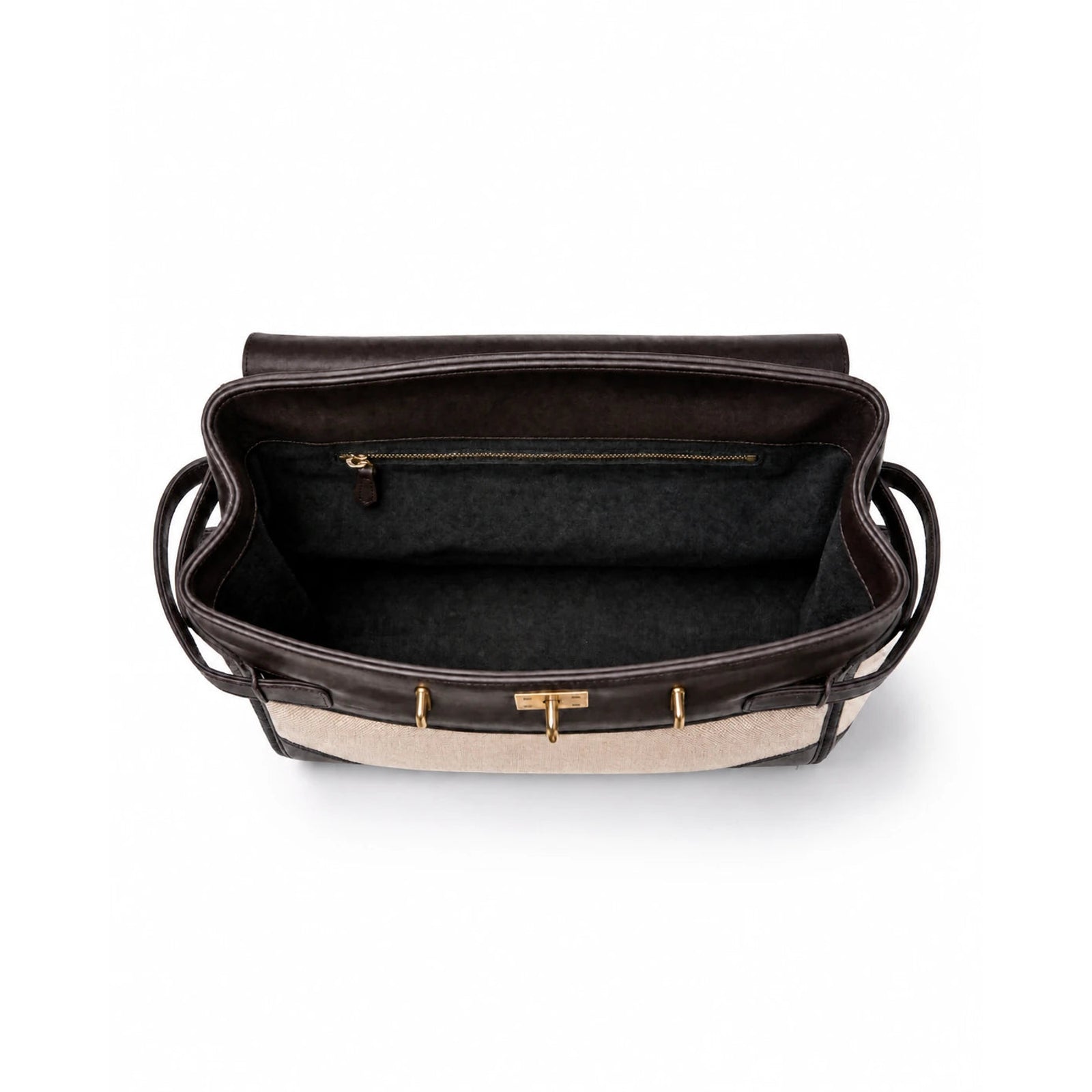 Velantra Delphine in Dark Chocolate, lined interior with zipped pocket