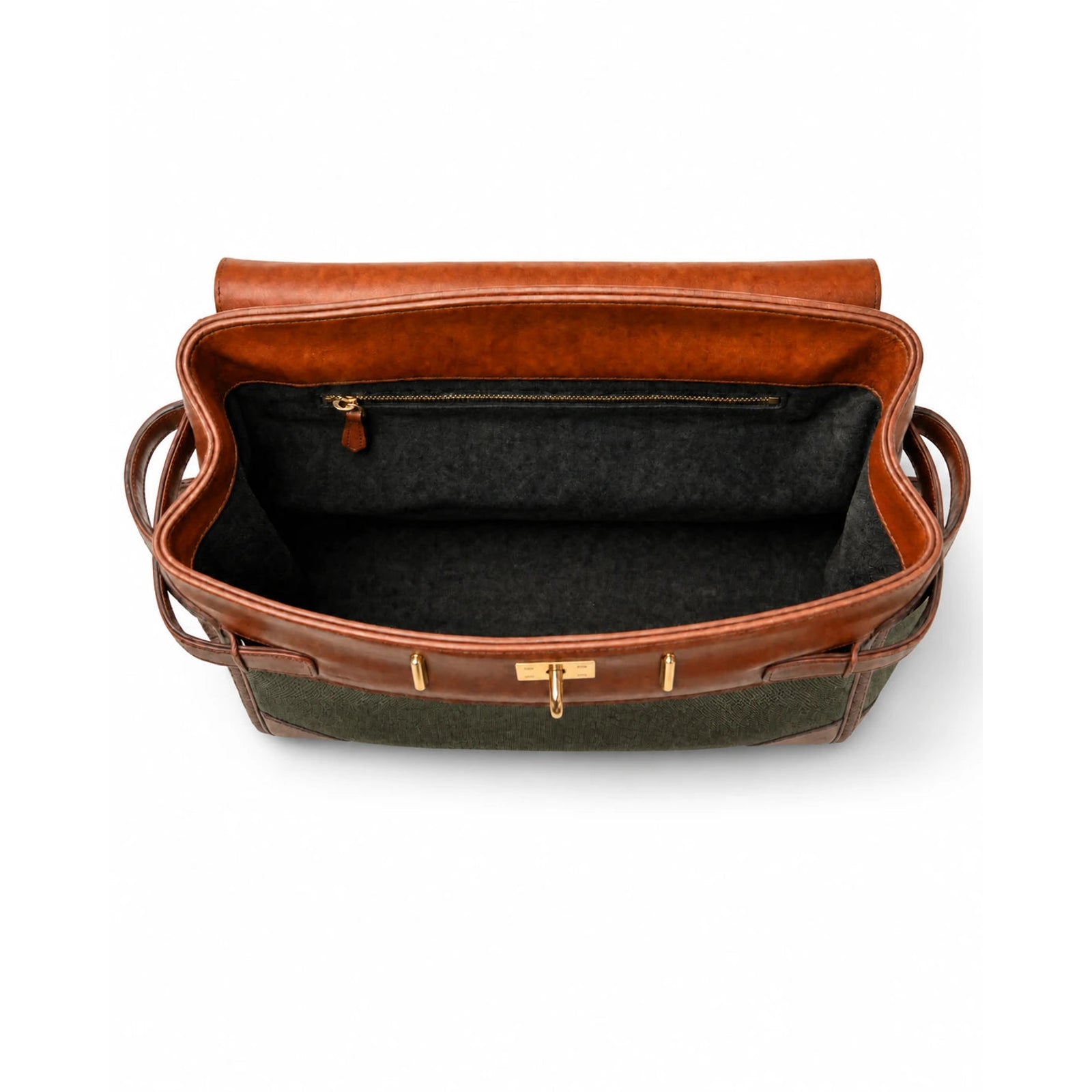 Velantra Delphine in Army Green, lined interior with zipped pocket
