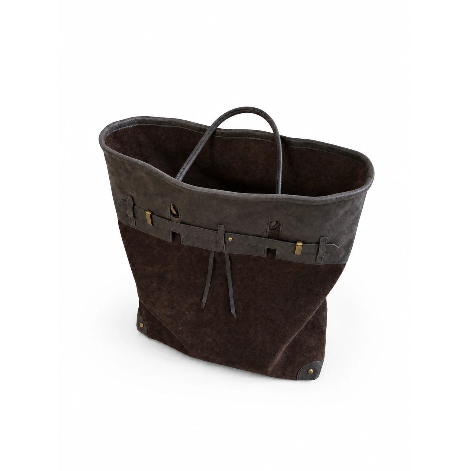 The Juliette Suede Tote in Chocolate, interior