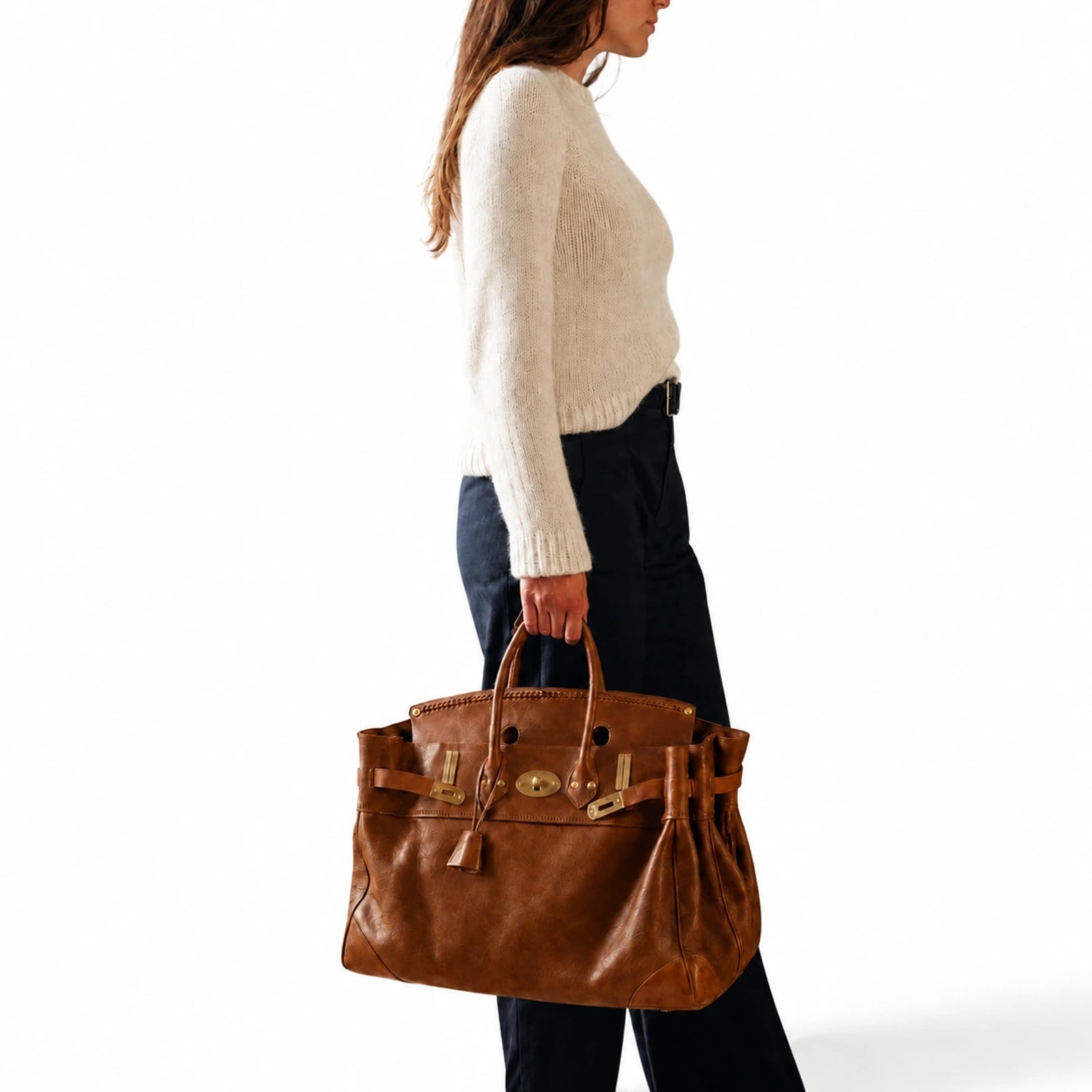 The Vivienne Top Handle Bag in Cognac, lifestyle