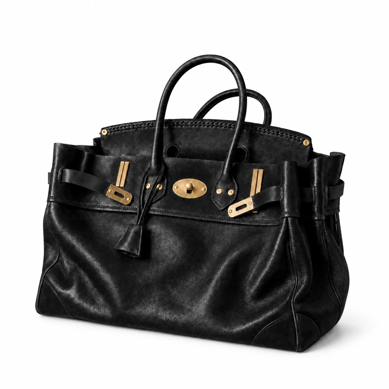 The Vivienne Top Handle Bag in Black, front